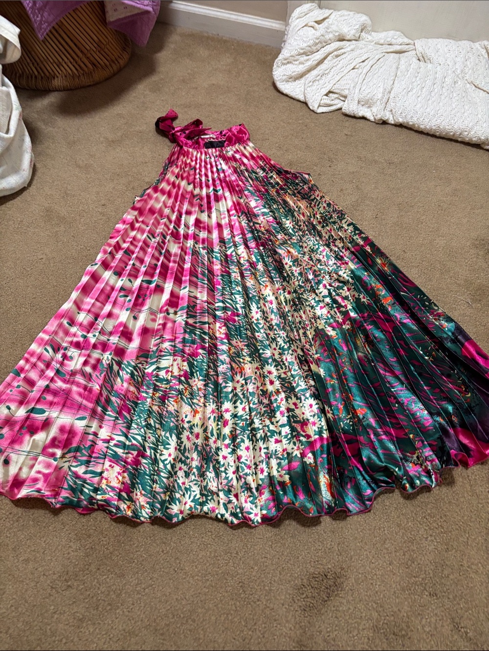 India Boutique Vibrant Pleated Floral  Dress